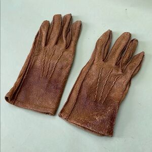 Vintage Caramel Color Leather Gloves